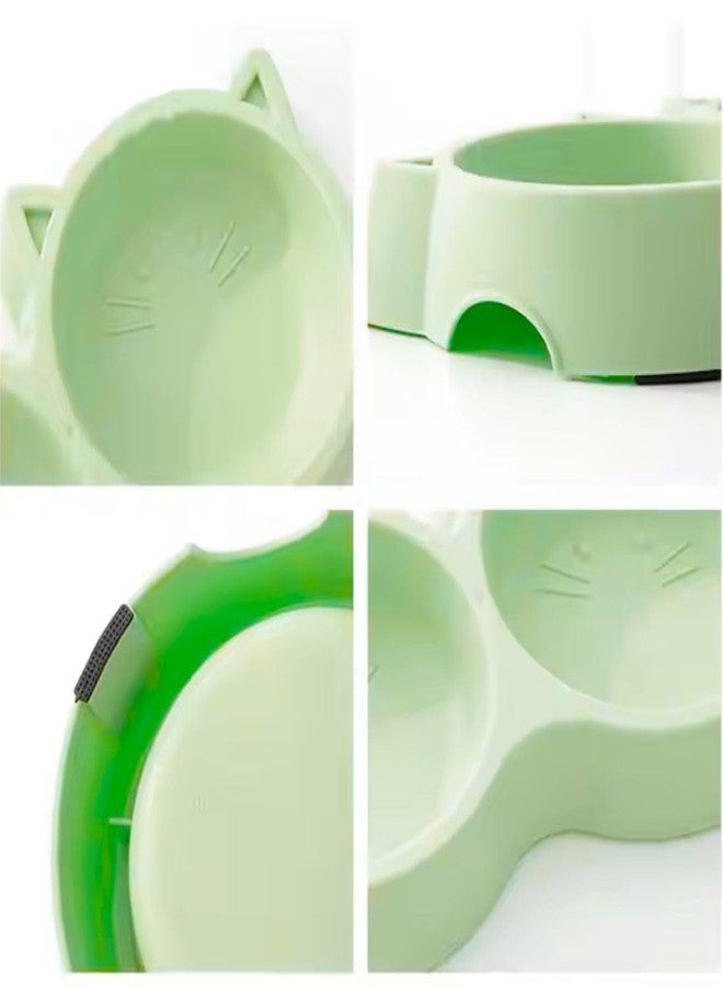 PET FUN وعاء طعام للحيوانات الأليفة من بيت فن، بتصميم وجه قطة مزدوج، 2 في 1 | طبق مزدوج مانع للانزلاق للطعام والماء | وعاء طعام متين من البلاستيك غير السام | مناسب للجراء والكلاب والقطط والقطط الصغيرة (أخضر، 400 مل) | عبوة من قطعتين - Image 5